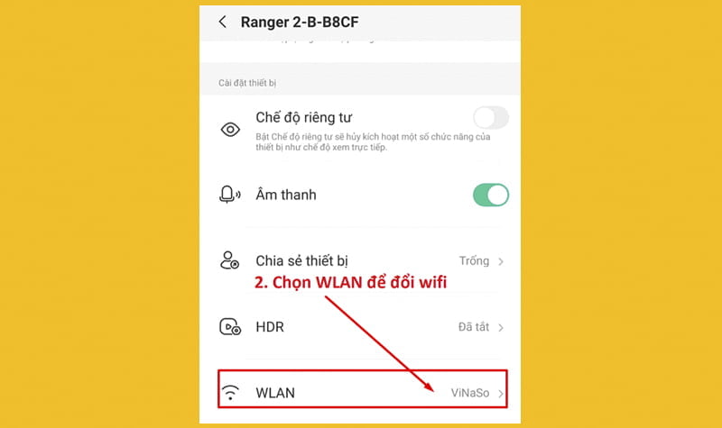 Chọn mạng wifi cần thay đổi mật khẩu