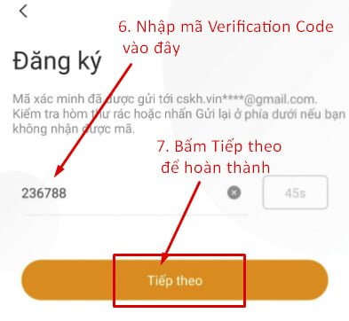 Xác nhận mã OTP gửi về điện thoại hoặc email của bạn