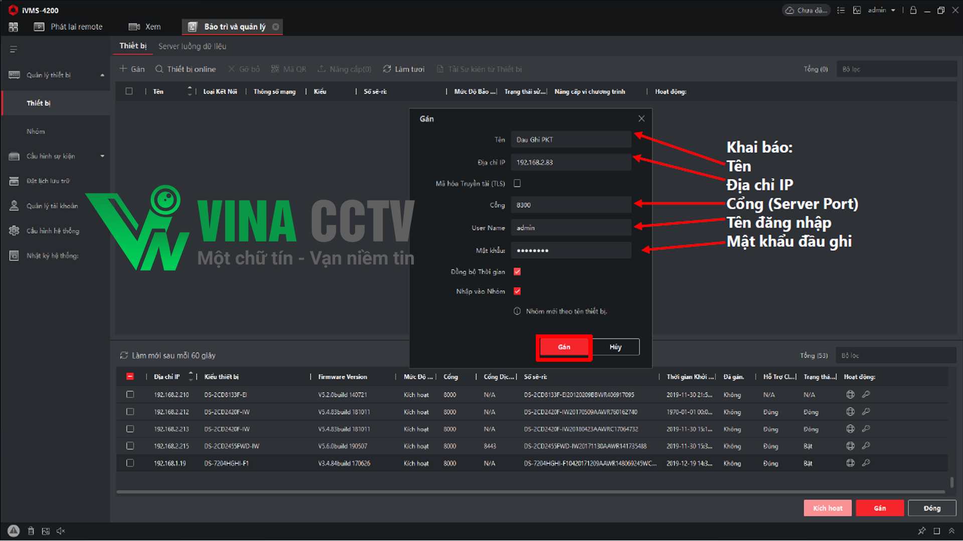 Thêm thiết bị bằng mạng LAN hoặc IP tĩnh